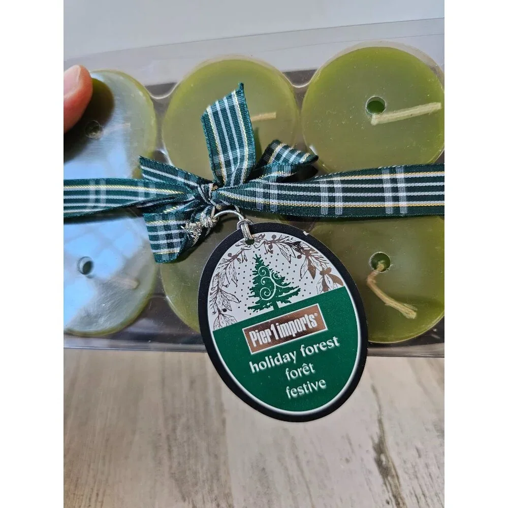 Pier 1 Holiday Forest votives tea light‎ candle set six Xmas new